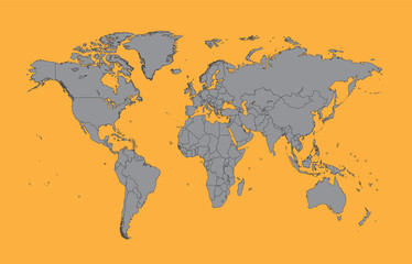 world map gray with borders vector