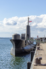 Vintage British submarine at the harbor of Sassnitz, Germany