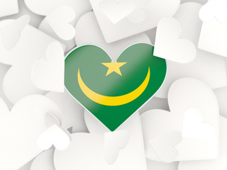 Flag of mauritania, heart shaped stickers