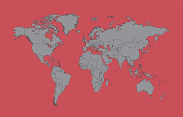 world map gray with borders