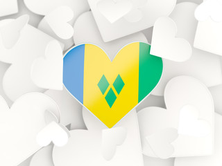 Flag of saint vincent and the grenadines, heart shaped stickers
