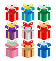 open gift boxes set on white background