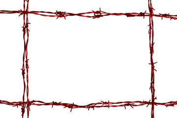 barbed wire frame on the white background - obrazy, fototapety, plakaty