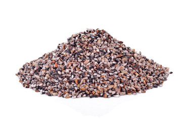 black glutinous rice (droken milled rice ) on white