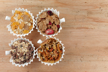 Delicious mix granola muesli cereal, healthy eating concept