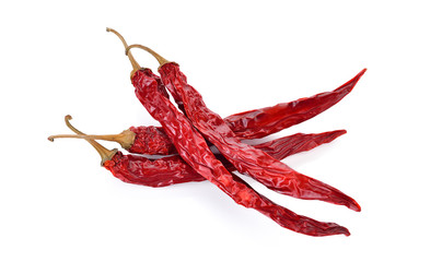 dried red chili pepper on white background