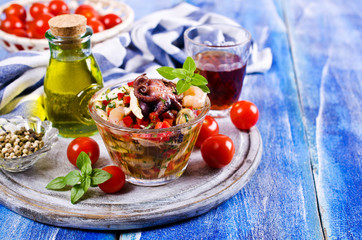 Seafood salad with vegetables