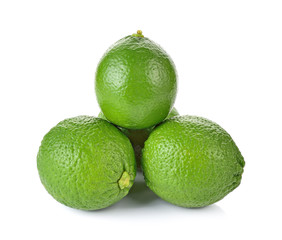 Fresh limes Isolated on white background