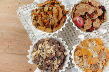 Delicious mix granola muesli cereal, healthy eating concept
