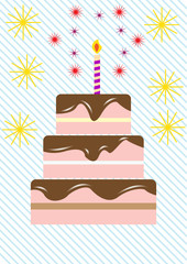 Happy birthday colorful card design, vector illustration