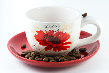 Cup with coffee beans