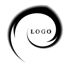 Template for Logotype. Black Swirl, Abstract Background. Suitable for Labels,  Banners, Badges, Posters, Stickers and Advertising Actions. Vector Illustration.