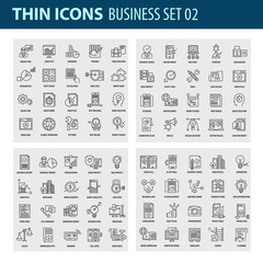 Modern thin line icons set for business