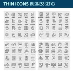 Modern thin line icons set for business