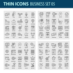 Modern thin line icons set for business