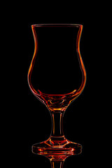 Silhouette of red cocktail glass with clipping path on black background