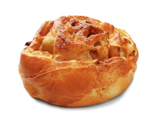 Sweet tasty bun isolated on white