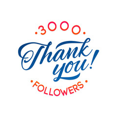 Thank you 3000 followers card. Vector thanks design template for network friends and followers. Image for Social Networks. Web user celebrates a large number of subscribers or followers