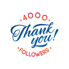 Thank you 4000 followers card. Vector thanks design template for network friends and followers. Image for Social Networks. Web user celebrates a large number of subscribers or followers