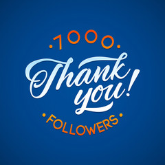 Thank you 7000 followers card. Vector thanks design template for network friends and followers. Image for Social Networks. Web user celebrates a large number of subscribers or followers