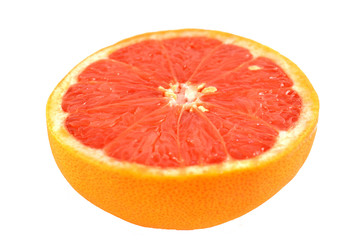 Fototapeta na wymiar Half red grapefruit isolated on white background.