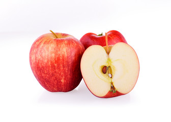Red apple on white background