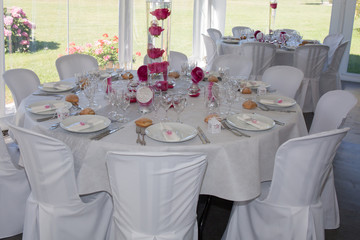 Image of tables setting at a luxury wedding hall