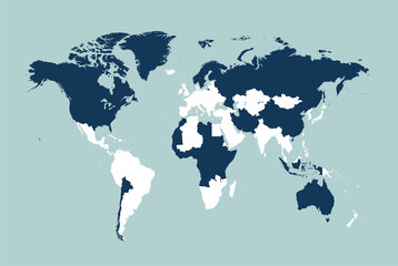 world map vector flat with borders - Illustration