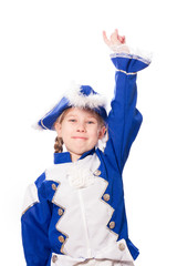 grinsende Funkenmarie hebt den Arm