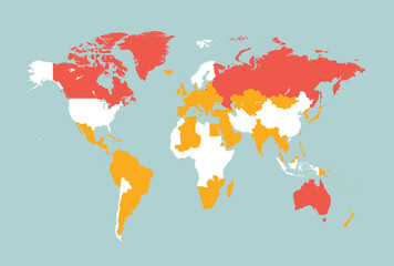 Fototapeta na wymiar world map vector flat with borders - Illustration