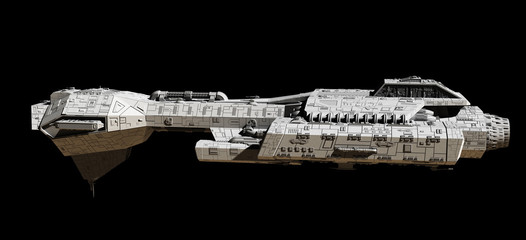 Space Ship on Black - side view, science fiction illustration © Algol