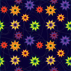 A complex vector seamless floral pattern.