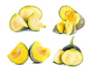 Green pumpkin isolated on the white background