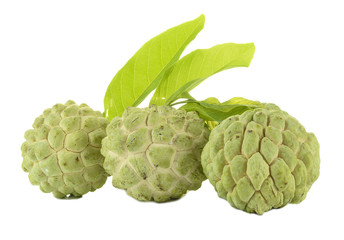 Custard apple fruit with white isolate background