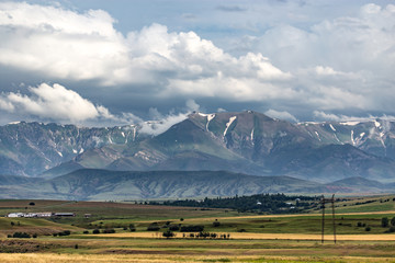 beautiful mountains in Kazakhstan as a background