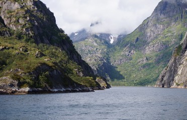 The Trollfjord (Trollfjorden) in the Lofoten Islands, Norway