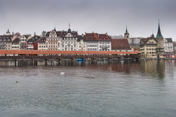 Chapel Bridge and Reuss River, Lucerne, Switzerland