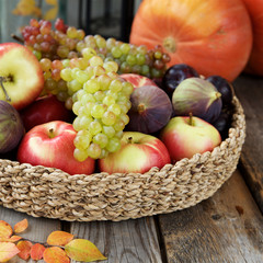 Naklejka na ściany i meble Autumn decor of fruits and vegetables
