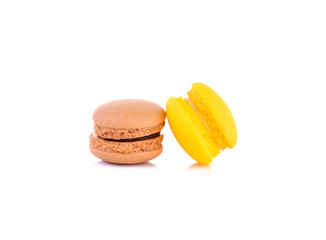 Macaroons on white background