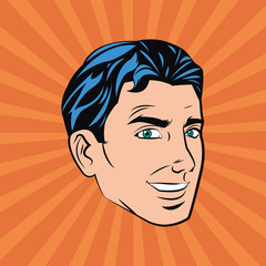 Man cartoon. Pop art comic and retro theme. Colorful and striped design. Vector illustration