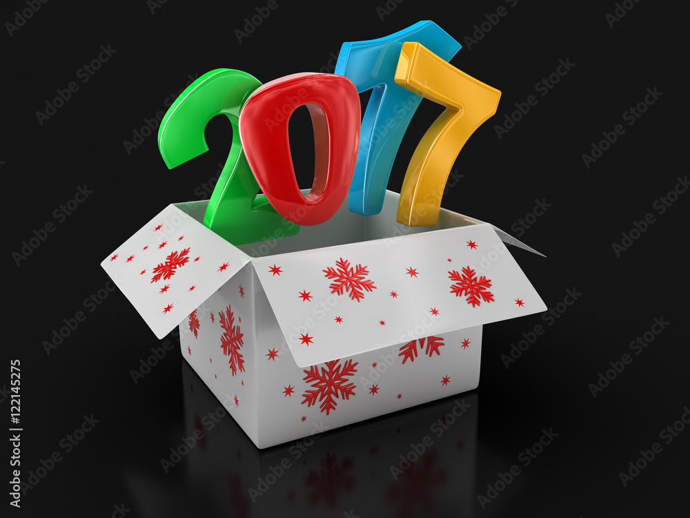Poster 2017 text in box. image with clipping path
