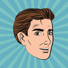 Man cartoon. Pop art comic and retro theme. Colorful and striped design. Vector illustration