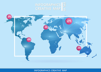 Abstract creative concept vector map of the world for Web and Mobile Applications isolated on background. Vector illustration, creative template design, Business software and social media, origami.