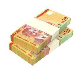 Namibian dollars bills isolated on white background. 3D illustration.