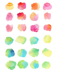 Watercolor splashes isolated on white background.