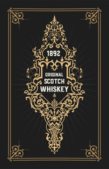 Old  label design for Whiskey and Wine label, Restaurant banner,