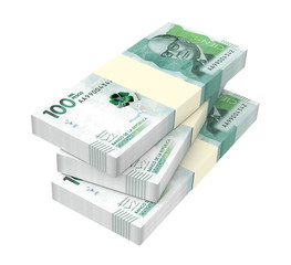 Colombian pesos bills isolated on white background. 3D illustration.