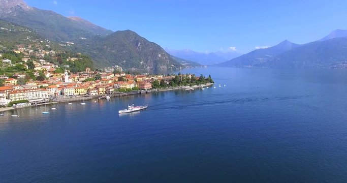 Aerial 4k - Menaggio - Lago di Como (IT) - Vista aerea panoramica 