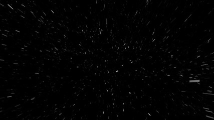Falling snowflakes towards on black background, matte, wide angle, animation with start and end, perfect for digital composition