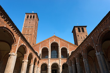 Fototapeta na wymiar Basilica of Saint Ambrose (Sant'Ambrogio) in Milano, Lombardia, Italy